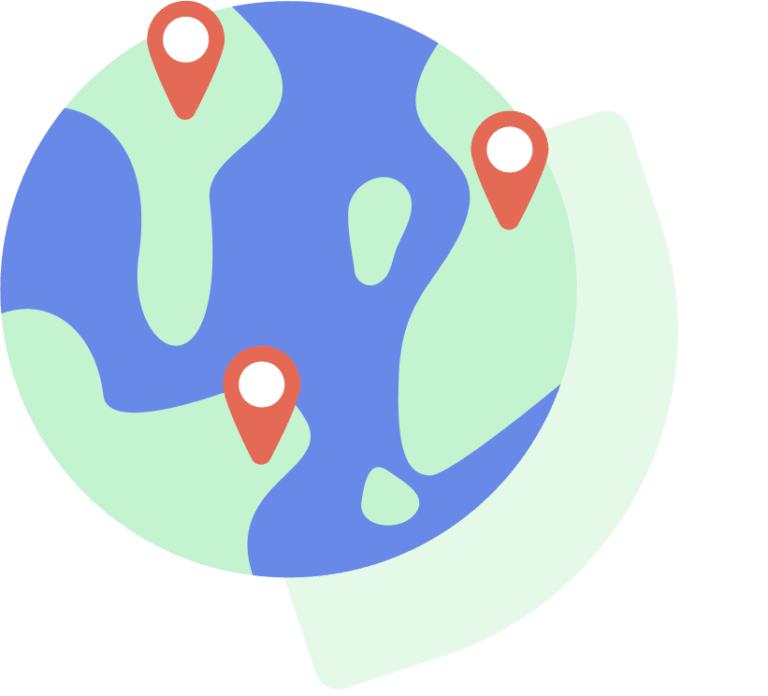 Illustration of Earth with map pins